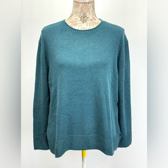 ELLA MOSS Teal blue crew neck sweater size L - Picture 1 of 12